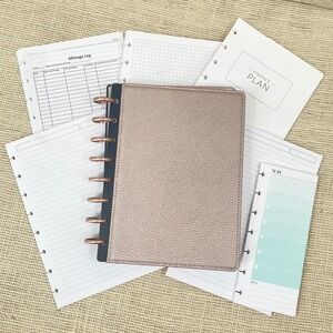 TUL Discbound Planner Binder Rose Gold Pebble Grain Cover Notebook and Refills